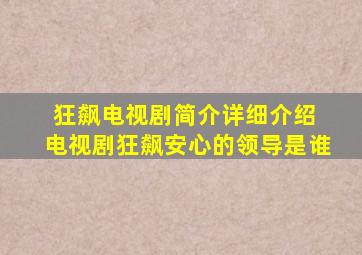 狂飙电视剧简介详细介绍 电视剧狂飙安心的领导是谁